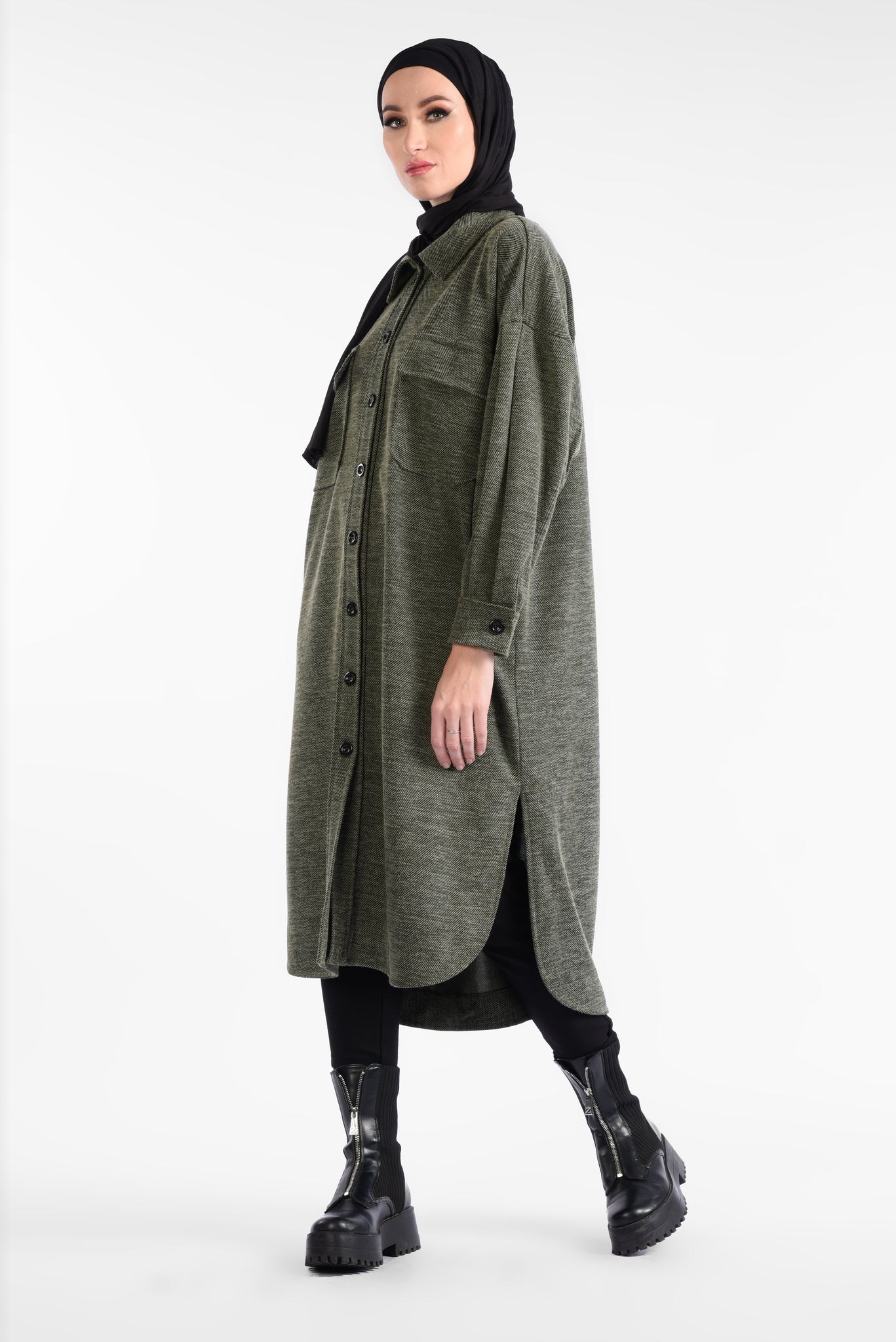 Ment Mid-lengthhooded dress with long sleeves