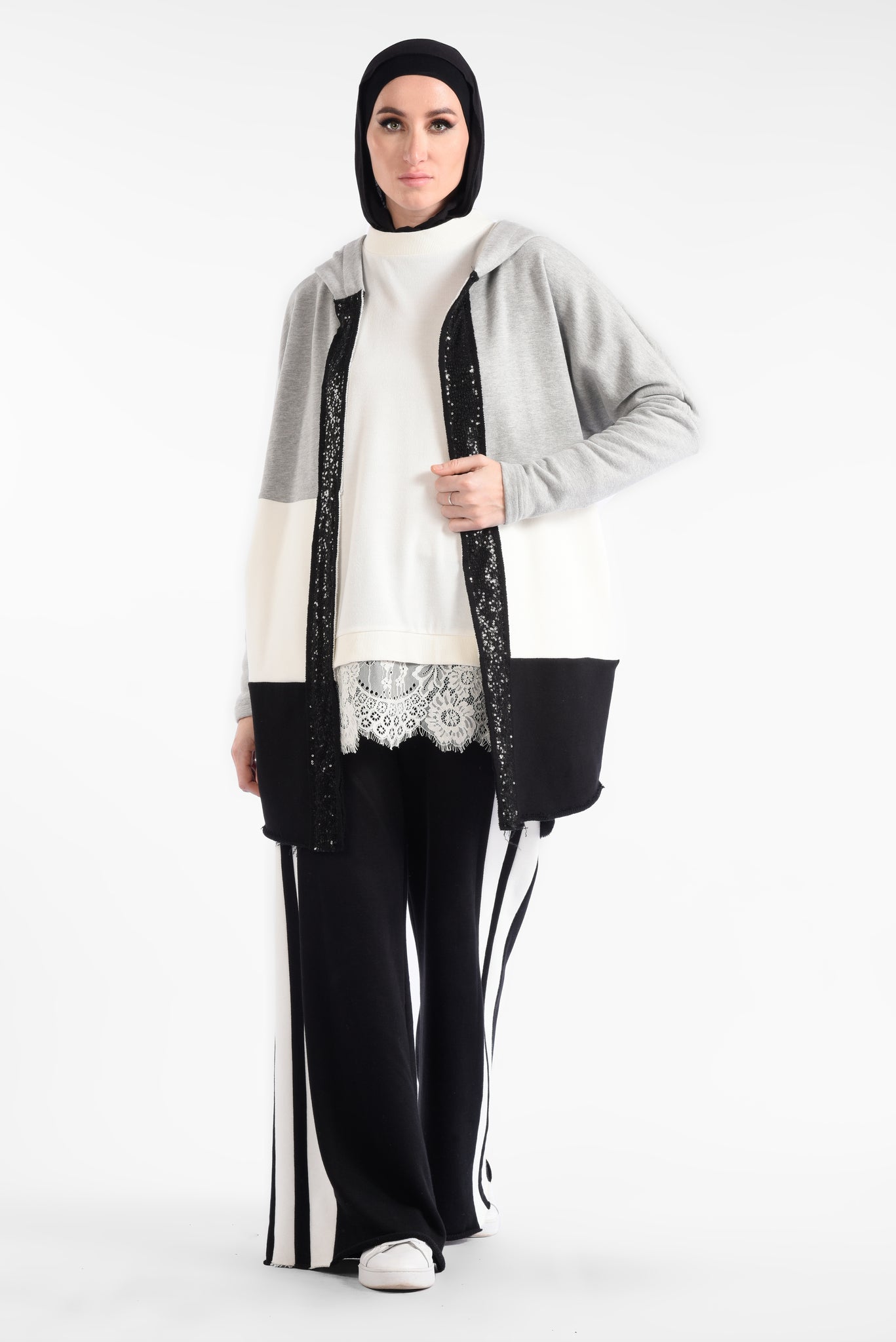 Open hooded jacket