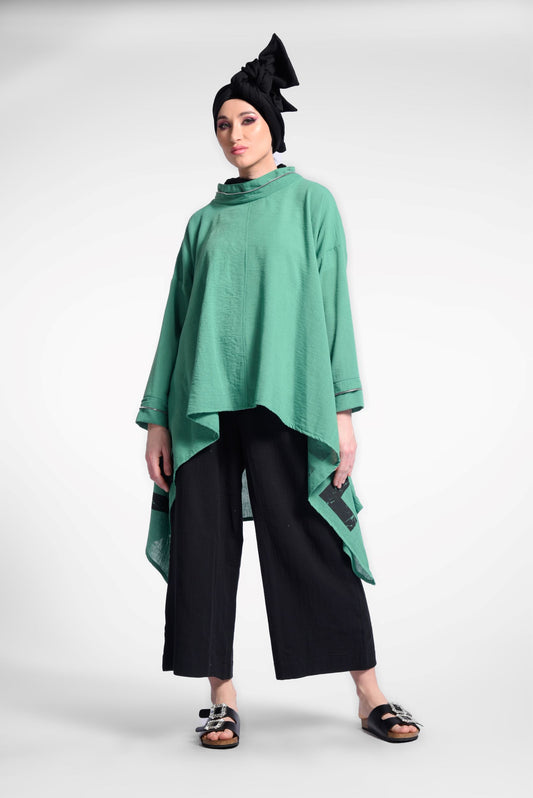 Green High Low Blouse