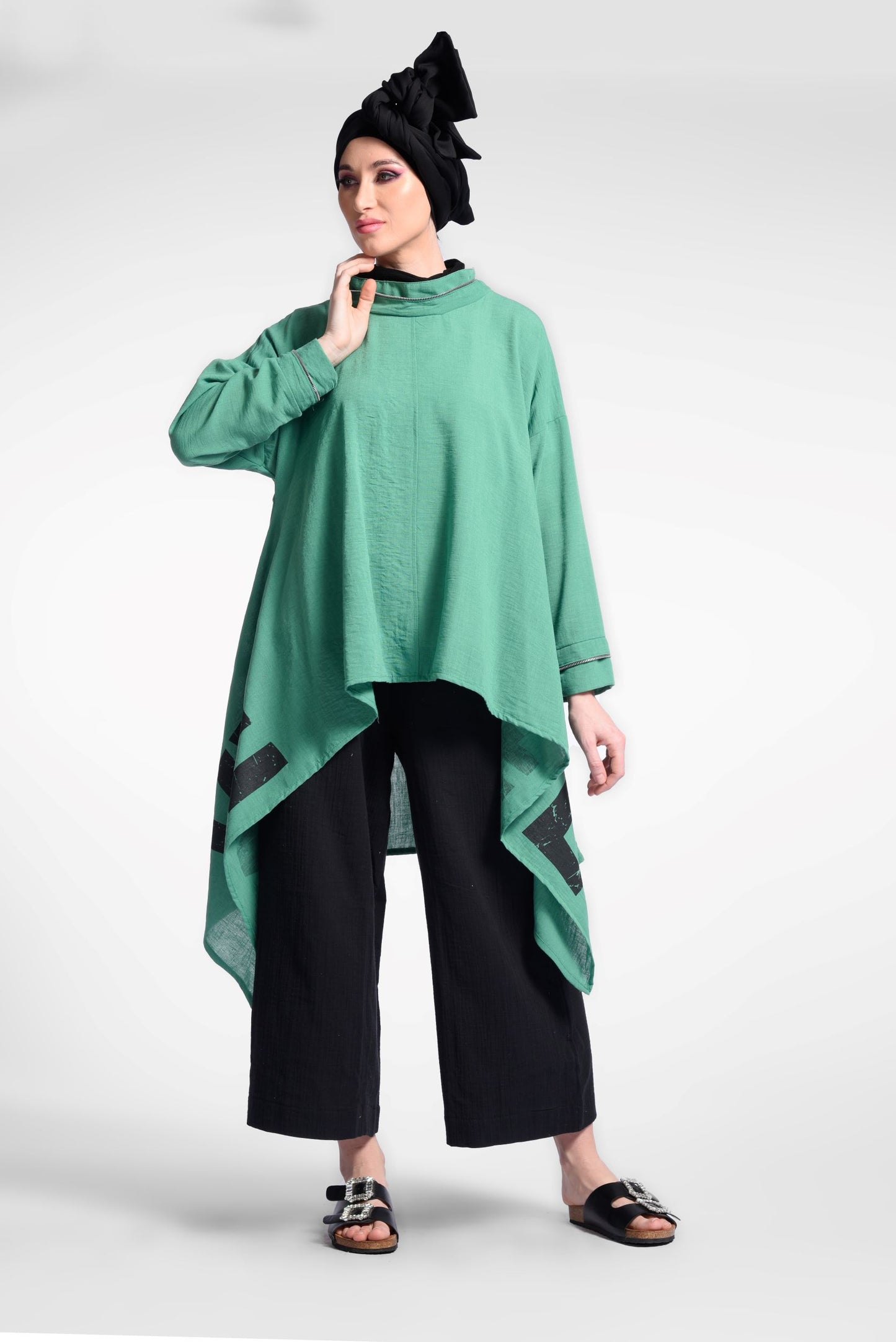 Green High Low Blouse
